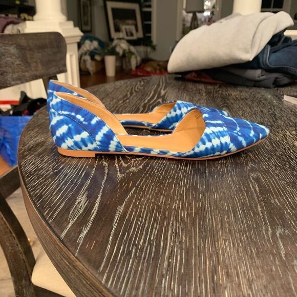 J. Crew Blue Tie Dye D’Orsay Flats sz 7-1/2 - Picture 4 of 7